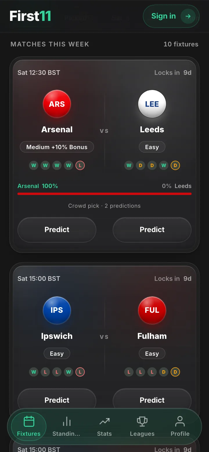 App screen — Pick one team